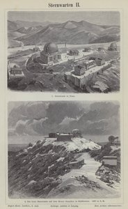 Nice Observatory, Frankrig, og Lick Observatory, Mount Hamilton, Californien, USA (gravering) af German School