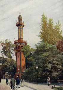 Udsigtstårn, Berlin Zoologisk Have, Tyskland (farve litho) af German School