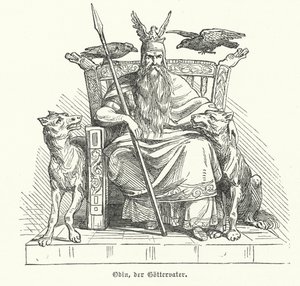 Odin, gud for nordisk mytologi (gravering) af German School