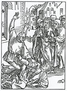 Af brekynge og hurtynge af amyte og frendshyp, illustration fra Alexander Barclays engelske oversættelse af 