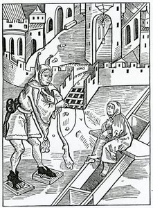 Af foragt eller foragt for hellige skrifter, illustration fra Alexander Barclays engelske oversættelse af 
