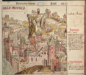 Old London, fra Nürnberg Chronicle af Hartmann Schedel (1440-1514) 1493 af German School