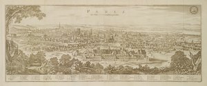 Panoramaudsigt over Paris i 1620, fra Topographia Galliae af Martin Zeiller (1589-1661) udgivet 1655 af German School