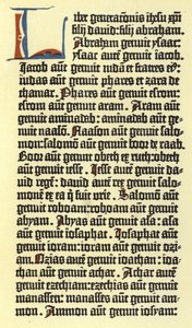 En del af en kolonne i Gutenbergs bibel af German School