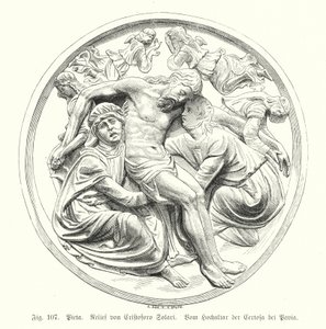 Pieta, relief af Cristoforo Solari fra højalteret i Certosa di Pavia, Italien (gravering) af German School