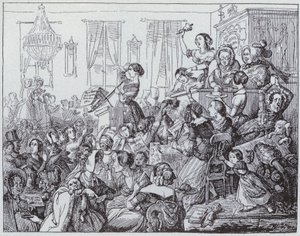 Politisk kvindeklub (litho) af German School