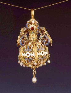 Pomander, ca. 1600 (guld & cloisonne emalje) af German School