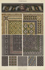Pompeianske, mosaikgulve (farve litho) af German School