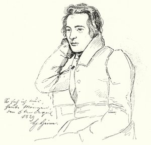 Portræt af den tyske digter og forfatter Heinrich Heine som ung mand (stik) af German School