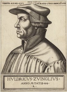 Portræt af Huldrych Zwingli af German School