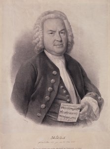 Portræt af Johann Sebastian Bach (1685-1750) indgraveret af F.G. Schlick, 1840 af German School