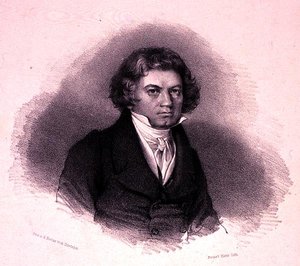 Portræt af Ludwig van Beethoven (1770-1827) graveret af Faustin Herr (litho) af German School