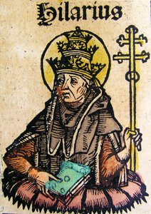 Portræt af pave Hilarius, offentliggjort i Nürnberg Chronicle, 1493 af German School