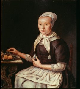 Portræt af en tysk bonde på frugtfadet Maleri af den tyske skole. Trevise fra det 17. århundrede, museo civico af German School
