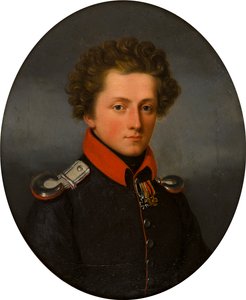 Portræt af en ung officer, ca. 1801-99 (olie på lærred) af German School
