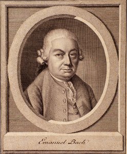 Portræt af den tyske komponist Carl Philipp Emanuel Bach (1714-1788) søn af Johann Sebastian Bach af German School