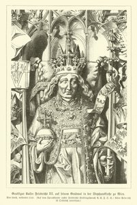 Portræt af den hellige romerske kejser Frederik III, fra hans grav i Stefansdomen, Wien (gravering) af German School