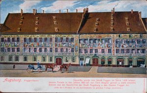 Postkort forestillende Fuggerhaus, Augsburg af German School
