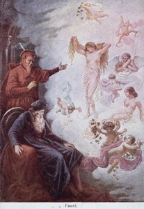 Postkort, der viser Fausts fristelse af Mephistopheles, ca. 1905 af German School