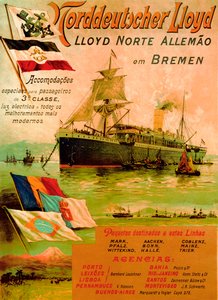 Plakat, der reklamerer for den nordtyske Lloyd-linje, 1898