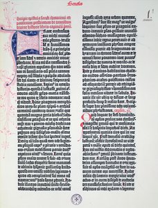 Prolog af Gutenberg-bibelen, trykt af Johannes Gutenberg (ca. 1400-68) & Peter Schoeffer (1425-1502) i Mainz, 1454-56 (trykt papir) af German School