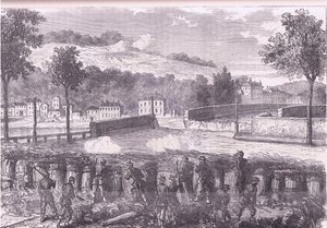 Preussisk skanse, der kommanderer broen til Sevres, Cassells historie om krigen mellem Frankrig og Tyskland udgivet af Cassell and Company Limited, ca. 1890 (litho) af German School