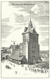 Offentlig flogging i Danzig i slutningen af det 17. århundrede (gravering) af German School