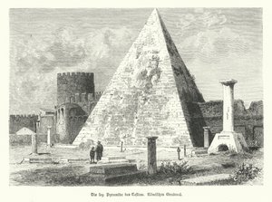 Pyramide af Cestius, grav af Gaius Cestius, Rom, bygget i c12 BC (gravering) af German School