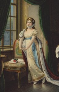 Dronning Louise af Preussen på sin flyvetur til Memel (farvelitografi) af German School