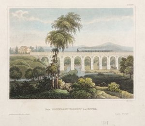 Jernbaneviadukt ved Gotha, indgraveret af B. Metzeroth, 1848 af German School