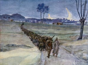 Erstatninger ankommer til skyttegravene, Ypres af German School