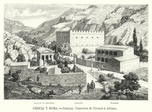 Vej fra Eleusis til Athen, Grækenland (litho) af German School