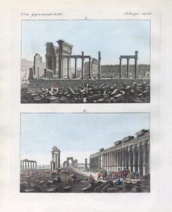 Ruinerne af Palmyra (farvet gravering) af German School