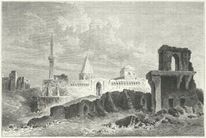 Ruinerne af Seljukkernes Palads i Konya, Tyrkiet (gravering) af German School