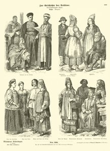 Russian costumes, late 19th Century  af German School