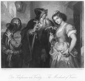 Scene fra The Merchant of Venice af German School