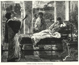 Livets scene i det antikke Rom (litho) af German School