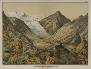 Schlatenkees-gletsjeren på Venediger, Tyrol, Østrig (farve litho) af German School