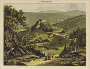Schwarzburg (farve litho) af German School
