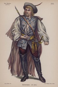 Schweizer, fra Die Rauber (Røverne) af Friedrich Schiller (farve litho) af German School