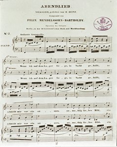 Partiturside af Abendlied af Felix Mendelssohn af German School