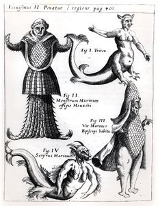 Sømonstre, illustration fra Physica Curiosa af Gaspar Schott S.J. (1608-66), udgivet Würzburg 1662 af German School