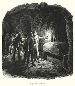 Serapeum of Saqqara, grav af hellige Apis-tyre tilbedt i det gamle Egypten (litho) af German School