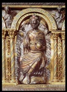 Helligdom for kejser Karl den Store (742-814), detalje af Henri IV (1050-1106) 1215 (guld & champleveemalje) af German School