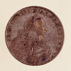 Sølvthaler (taler) af Frederick Christian, markgreve af Brandenburg-Bayreuth (Frederic V Christian de Brandenburg-Bayreuth (Brandenburg Bayreuth) (1708-1769) 1766 Diam. 4 cm Napoli, museo archeologico af German School