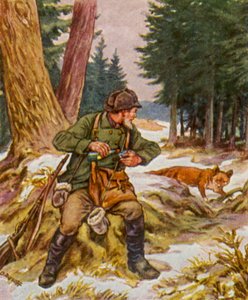 Sonntagsjager / Søndagsjæger (farvelitografi) af German School