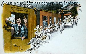 Souvenir hilsen postkort, ca. 1900 (farve litho) af German School