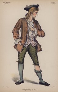 Spiegelberg, fra Die Rauber (Røverne) af Friedrich Schiller (farve litho) af German School