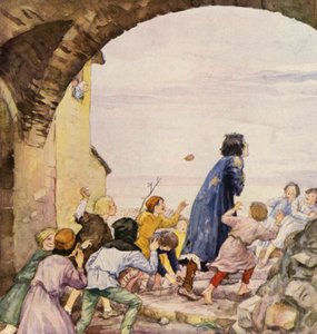 Sankt Frans hånet af børn (farvelitografi) af German School