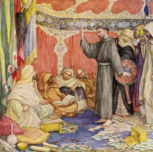 Frans på besøg hos sultanen af Egypten (farvelitografi) af German School